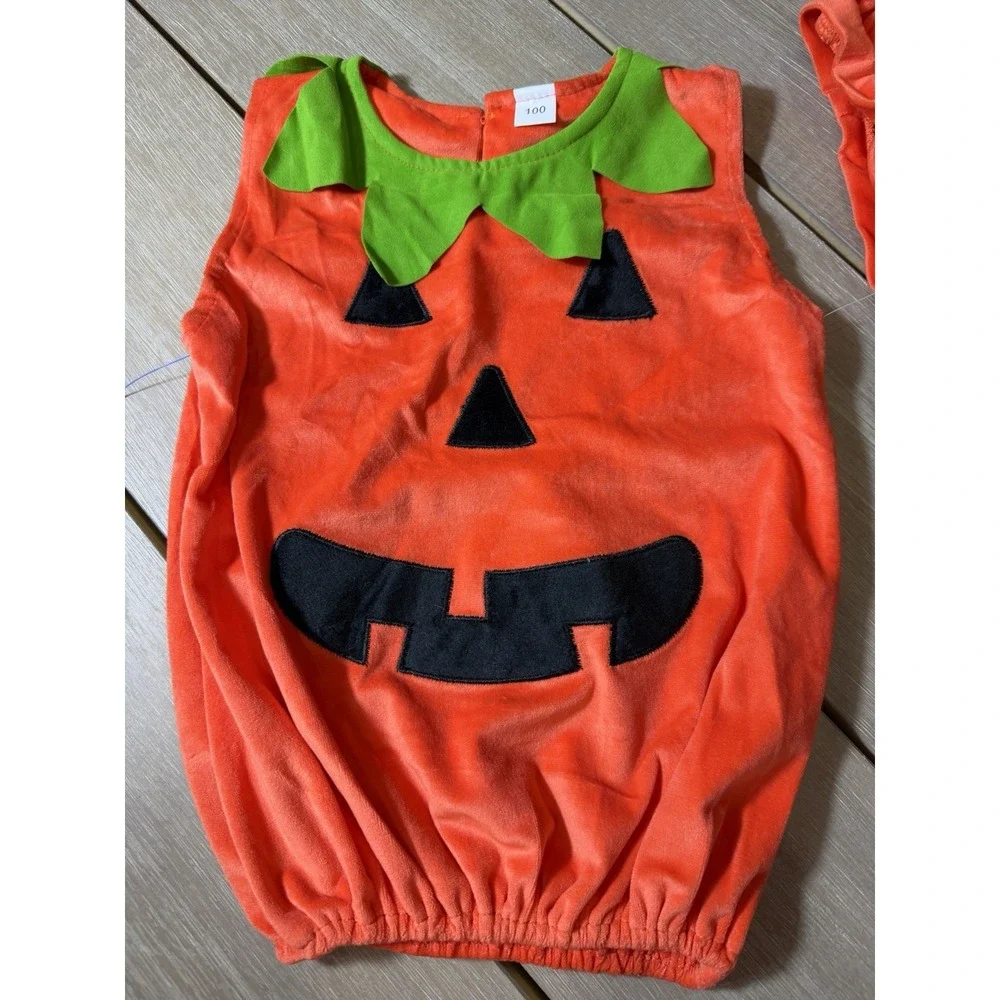 Pumpkin Baby Unisex Costume Pumpkin Romper Halloween DressUp Set Toddler Cosplay